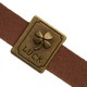 Metall schieber Perle "Luck" für 10mm Flach Draht / Leder Antik Bronze