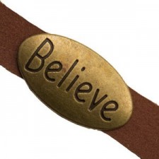 Metall schieber Perle "Believe" für 10mm Flach Draht / Leder Antik Bronze