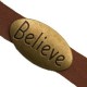 Metall schieber Perle "Believe" für 10mm Flach Draht / Leder Antik Bronze