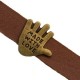 Metall schieber Perle "Made with love" für 10mm Flach Draht / Leder Antik Bronze