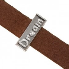 Metall schieber Perle DREAM für 10mm Flach Draht / Leder Antik silber 