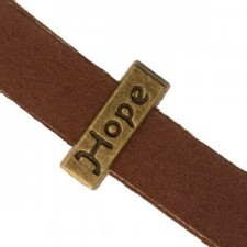 Metall schieber Perle HOPE für 10mm Flach Draht / Leder Antik Bronze