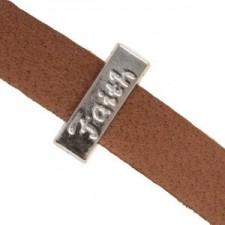 Metall schieber Perle FAITH für 10mm Flach Draht / Leder Antik silber 