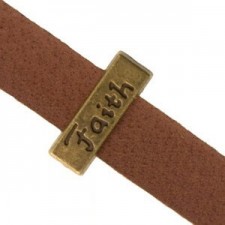 Metall schieber Perle FAITH für 10mm Flach Draht / Leder Antik Bronze