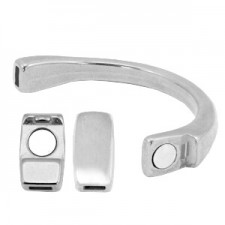 DQ metal magnetic clasp - Half bracelet for 5mm flat leather Antique silver