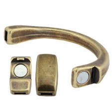 DQ metal magnetic clasp - Half bracelet for 5mm flat leather Antique bronze