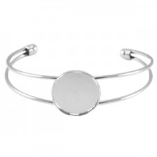 Metal bracelet with setting for 20mm Cabochon Silver 