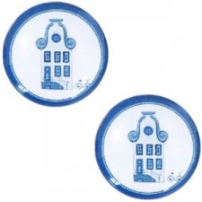 Basic cabochon Delft blue House 12mm White-blue