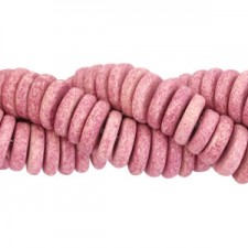 DQ Greek Ceramic beads disc 6mm Stonewash wineberry rose