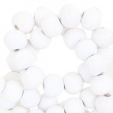 Wood beads round 6mm White