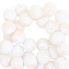 Mottled glass beads 4mm White-peach creme