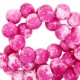 Mottled glass beads 8mm White-hot pink