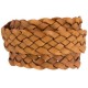 Flat braided DQ leather cord 20mm Vintage finish Mustard