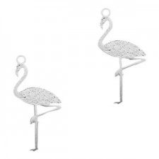 Metal pendant Bohemian Flamingo 22x11mm Silver
