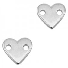 DQ metal connector / charm Heart Antique silver