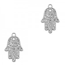 TQ metal charm Fatima hand Matt Antique silver