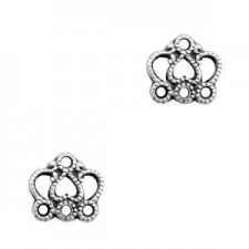 TQ metal charm Crown with 3 eyelets Antique silver