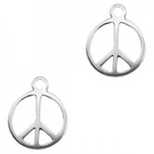 TQ metal charm / pendant Peace sign 19mm Antique silver