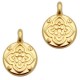 DQ metal charm round with Flower 10x7mm Gold
