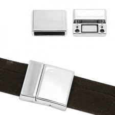 Metal magnetic clasp 20x17mm for Flat cord / leather Antique silver