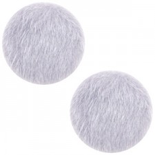 Cabochon with Faux fur 12mm Light grey