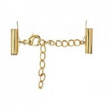 Slide end tubes with extention chain and clasp 15mm Gold