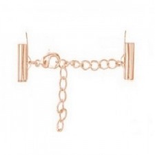 Slide end tubes with extention chain and clasp 15mm Rosegold