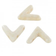 Czech Ava Bead 10x4mm Chalk White Champagne Luster