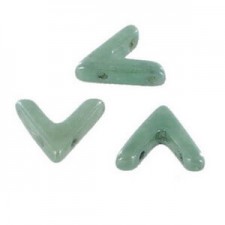 Czech Ava Bead 10x4mm Chalk White Teal Luster