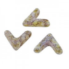Czech Ava Bead 10x4mm Chalk White Lila Gold Luster