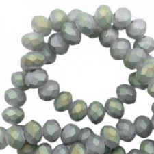 Top Glas Facett Glasschliffperlen 6x4mm rondellen Frosted grey-half diamond coating