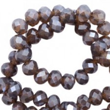 Top Glas Facett Glasschliffperlen 8x6mm rondellen Dark grape purple-pearl shine coating