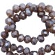 Faceted glass beads 8x6mm disc Dark grape purple-pearl shine coating