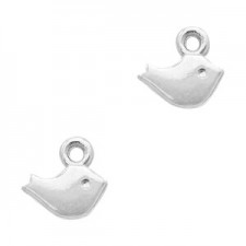 DQ metal charm Bird 8x8mm Antique Silver
