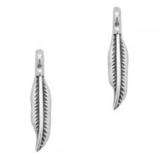 DQ Metal charm Flower Leaf 18x4mm Antique Silver