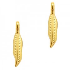 DQ Metal charm Flower Leaf 18x4mm Gold
