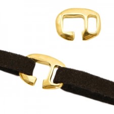 DQ metal buckle clasp for 5mm flat cord / leather Gold