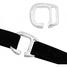DQ metal buckle clasp for 10mm flat cord / leather Antique silver