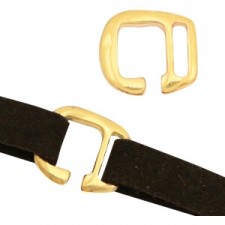 DQ metal buckle clasp for 10mm flat cord / leather Gold