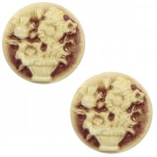Basic cabochon Camee 20mm boeket Brown-antique gold