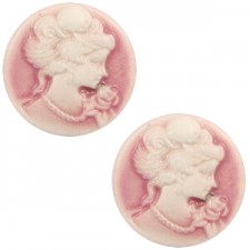 Basic cabochon Cameo 20mm Vintage pink-off white