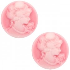 Basic cabochon Cameo 20mm Pink-white