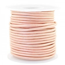 Round DQ leather cord 3mm Vintage mauve moon rose metallic