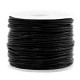 Round DQ leather cord 1mm Black metallic