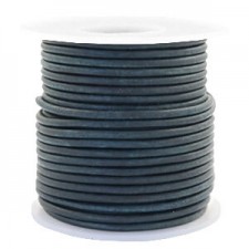 Round DQ leather cord 3mm Dark peacock blue