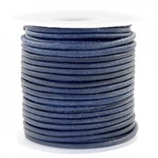 Round DQ leather cord 3mm Dark blue