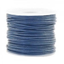 Round DQ leather cord 1mm Navy blue