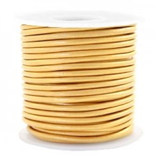 Round DQ leather cord 3mm Golden yellow metallic