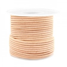 Round DQ leather cord 2mm Vintage natural brown