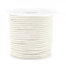 Round DQ leather cord 2mm Silver white
